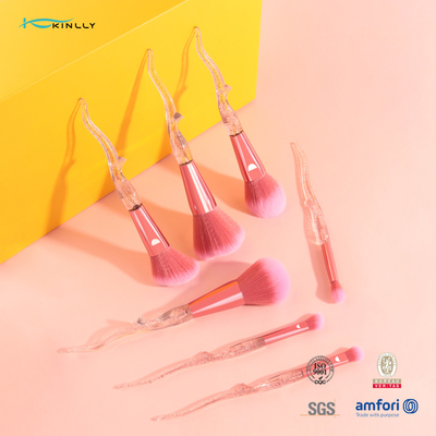 Pegangan Plastik 7 Piece Makeup Brush Set Bulu Sintetis Untuk Bedak Foundation