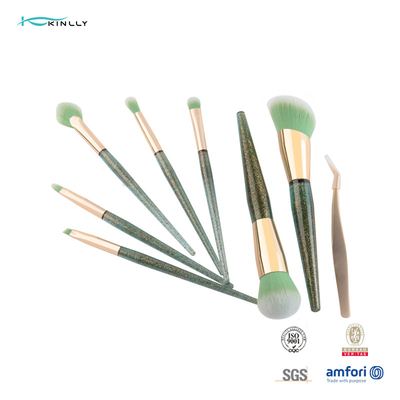 Berlian Imitasi Glitter Crystal Plastik Makeup Brushes OEM Vegan Artist 7pcs Makeup Brush Set