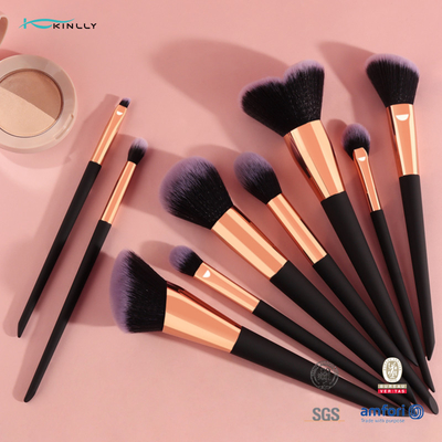 OEM Customized Makeup Brush Set 9PCS Aluminium Ferrule Plastic Handle