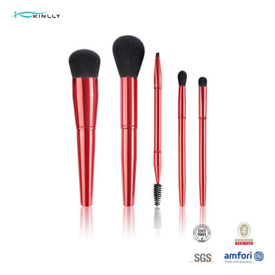 5 PCS Magnetic Metal Handle Set Kuas Kosmetik dengan Label Pribadi Kuas Rias Rambut Sintetis Premium