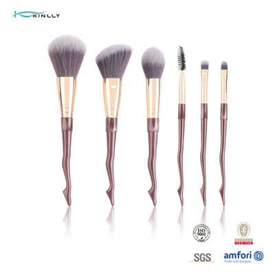 Profesional 6 PCS Plastik Makeup Brush Set Rambut Sintetis Untuk Blush Foundation Eye Shadow