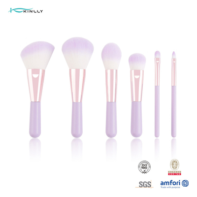 6PCS Mini Gift Makeup Brush Set Set Kuas Kosmetik Dengan Dua Warna Rambut Sintetis