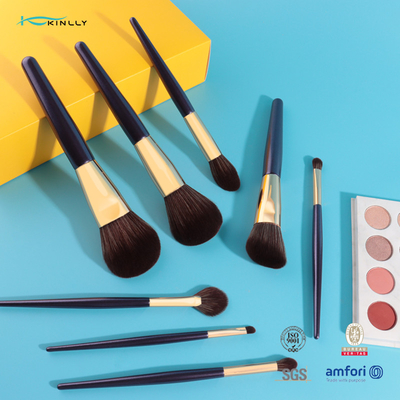 OEM 8PCS Kosmetik Makeup Brush Set Perjalanan Profesional Ramah Lingkungan Dengan Gagang Kayu