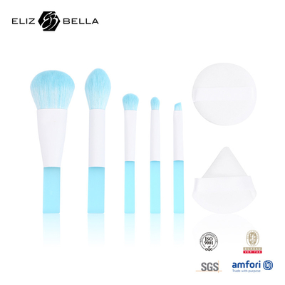 5pcs Travel Makeup Brush Set Dengan Makeup Puff Clear PVC Packaging Box