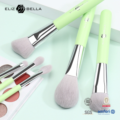 6 pcs Travel Size Makeup Brushes dengan pegangan kayu, Portable Cosmetic Brush