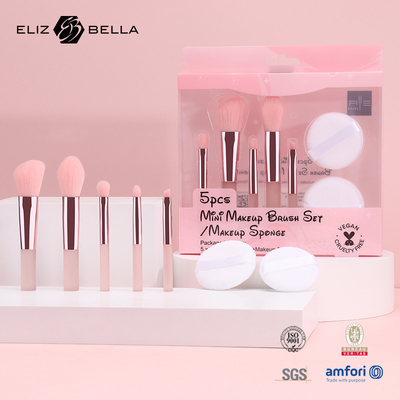 Rambut sintetis Kuas Makeup Pink Kuas Makeup Perjalanan Kit Kuas Makeup Dengan Kotak Kemasan PVC Terjelas