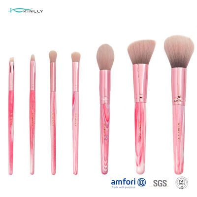 Pink Aluminium Ferrule 7pcs Makeup Brush Set Untuk Pemula