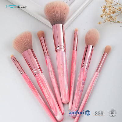 Pink Aluminium Ferrule 7pcs Makeup Brush Set Untuk Pemula