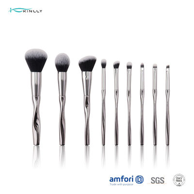 BSCI Metal Handle Nylon Hair Cosmetic Brushes Set 9 pcs