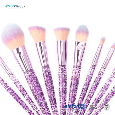 10 pcs Glitter Synthetic Travel Makeup Brush Set Kuas Pencampur Mata