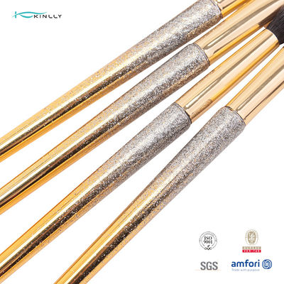 Gold Handle 7PCS Kuas Rias Rambut Sintetis Dengan Glitter Sliver Shiny
