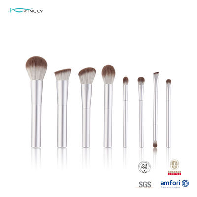 8 pcs OEM ODM Travel Makeup Brush Set Pegangan Aluminium Putih