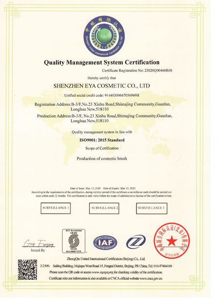 Cina Shenzhen EYA Cosmetic Co., Ltd. Sertifikasi