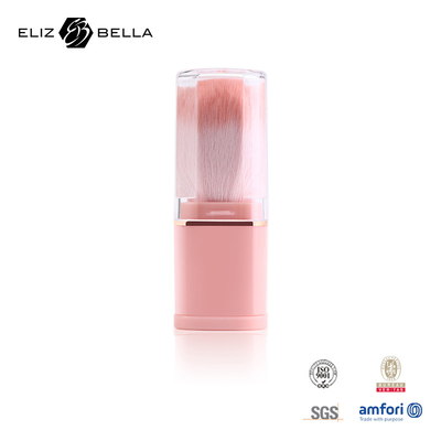 Sikat yang bisa ditarik kembali Makeup Powder Brush Pink Plastic Handle 100% Synthetic Hair Plastic Handle OEM