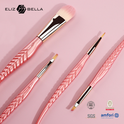 4pcs Travel Makeup Brushes Dengan 100% Rambut Sintetis Dan Genggam Plastik Dengan Genggam Ekor Khusus