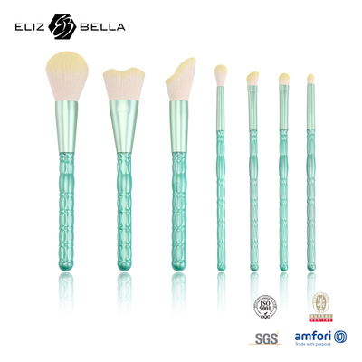 7pcs Plastik Handle Professional Makeup Brushes Dengan Putih Synthetic Hair Aluminium Ferrule