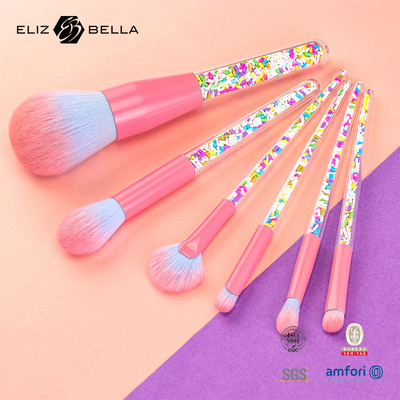 6pcs Makeup Brush Set Candy Makeup Brushes Warna Transparan Brush Handle Granular Plastik