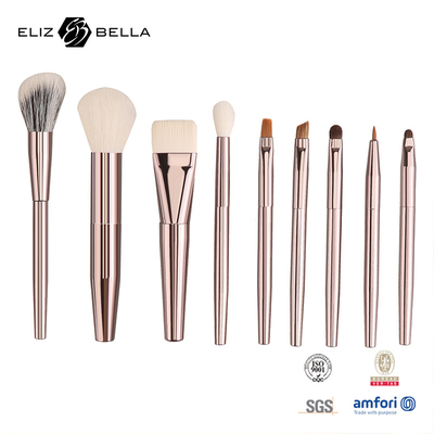 Set sikat make-up esensial dengan pegangan yang disesuaikan Rambut sintetis OEM pesanan Selamat datang