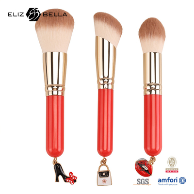 3pcs Wooden Handle Essential Cosmetic Brush Set Alat makeup rambut sintetis OEM ODM