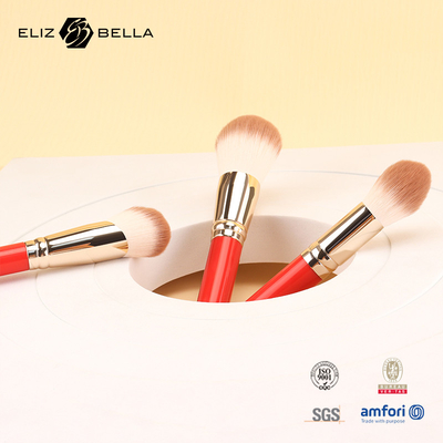 3pcs Wooden Handle Essential Cosmetic Brush Set Alat makeup rambut sintetis OEM ODM