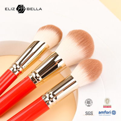 3pcs Wooden Handle Essential Cosmetic Brush Set Alat makeup rambut sintetis OEM ODM