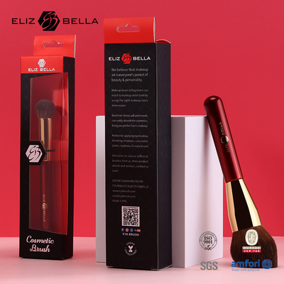 Gelang Kayu Merah Sikat Kosmetik Dengan Rambut Sintetis Sikat Makeup Dengan Ferrule Aluminium Emas