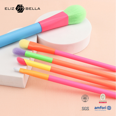 12PCS sikat make-up dengan pegangan kayu berwarna-warni dan ferrule LOGO disesuaikan diterima