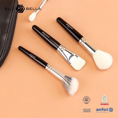 Sesuaikan 9pcs Travel Pro Makeup Brushes dengan Black Wooden Handle dan Aluminium Ferrule