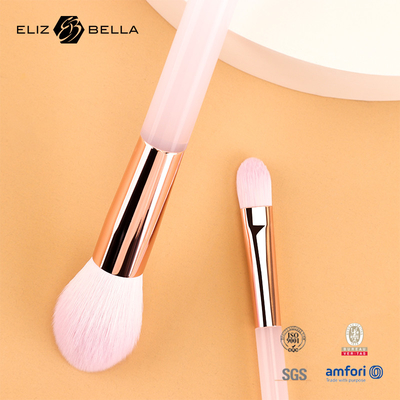 5pcs Pink Plastic Handle Makeup Brush, Synthetic Hair Cosmetic Brush Set, Powder, Eye Blendiang, Eye Shadow Brush
