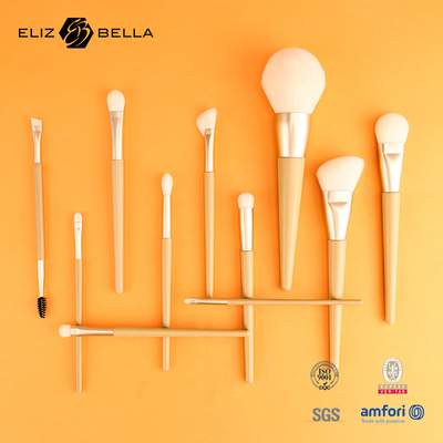 11 Piece Nice Wooden Handle Beauty Makeup Brush Tools, Aluminium Ferrule Kosmetik Brushes, Sintetik Hair Brushes Kits