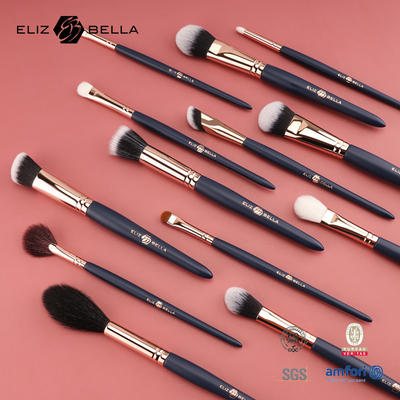 Grosir 24pcs kayu pegangan sikat make-up set merek Anda sendiri sikat kosmetik set