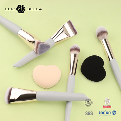 Set Sikat Makeup Mini Travel 5PCS Sikat Kosmetik Vegan & Cruelty-Free untuk Wajah & Mata