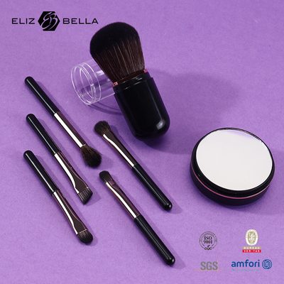 Mini On-the-Go Makeup Brush Kit Kompak Set untuk koper atau tas Hipoalergenik dan ramah perjalanan