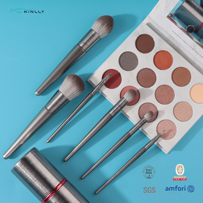 OEM ODM 6PCS Travel Makeup Brush Set Dengan Label Pribadi Pemegang