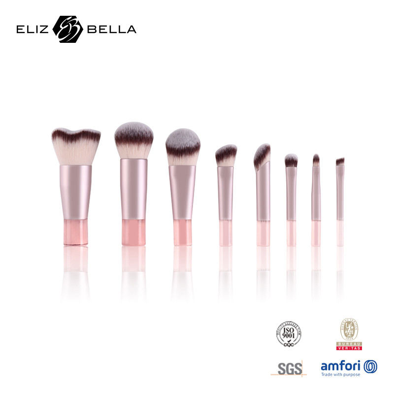 8PCS Kado Kuas Make Up Set Dengan Rambut Sintetis Aluminium Ferrule Gagang Plastik