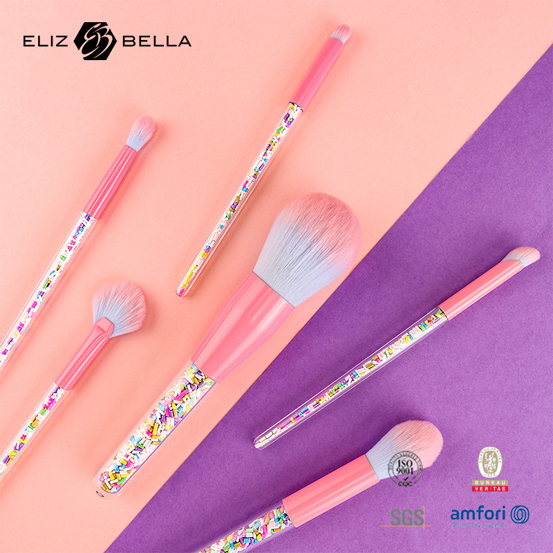 6pcs Makeup Brush Set Candy Makeup Brushes Warna Transparan Brush Handle Granular Plastik