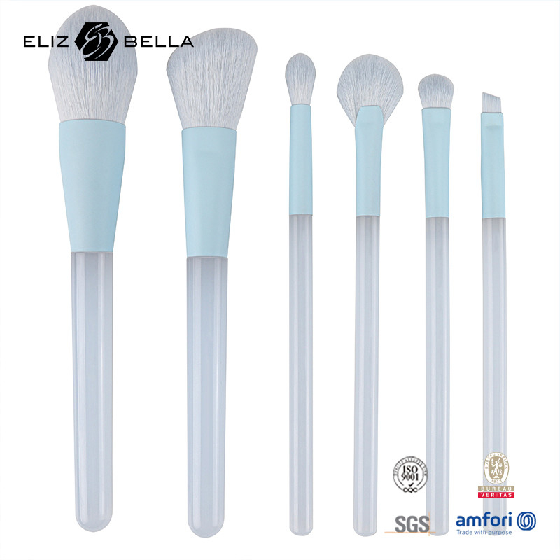 Plastic Handle Customized LOGO Ditarima Sikat Rias Mewah untuk Sikat Fungsi Rias,100% Rambut Sintetis