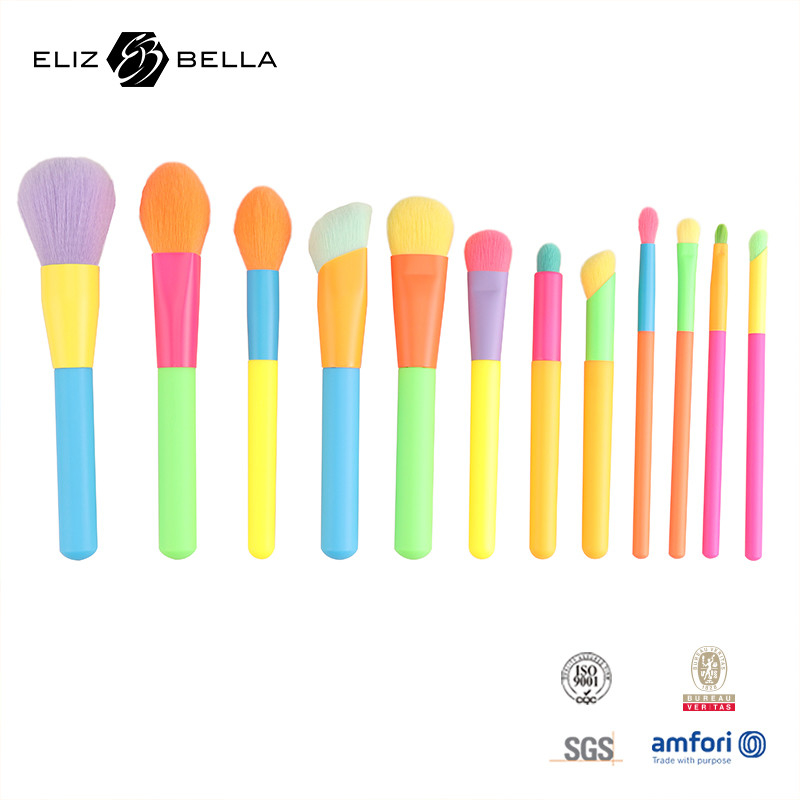 12pcs Professional Multi-Color Makeup Brush Set Untuk Dinding Powder Blush Eyeshadow,berwarna Kosmetik Brush
