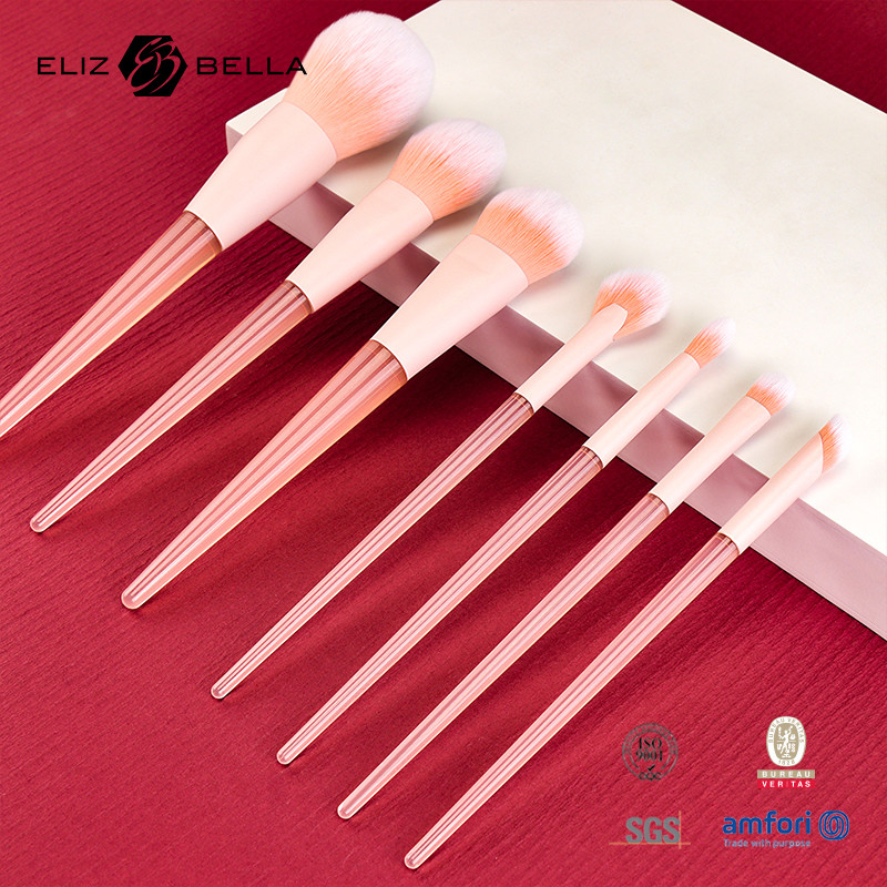 10pcs Pink Plastic Handle Travel Makeup Brush Set Dengan Rambut Sintetis, Beauty Need Makeup Tools Powder, Blush, Eyeshadow
