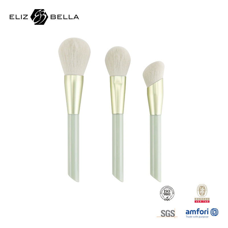 3pcs kustomisasi make-up sikat untuk bubuk, blush, kontur sikat, plastik pegangan dan aluminium ferrule