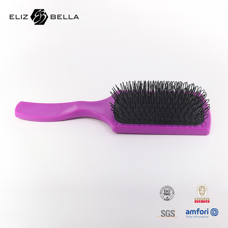 Custom Logo Ventilated Detangling Brush dengan sisir pijat dan desain gelombang melengkung untuk rumah