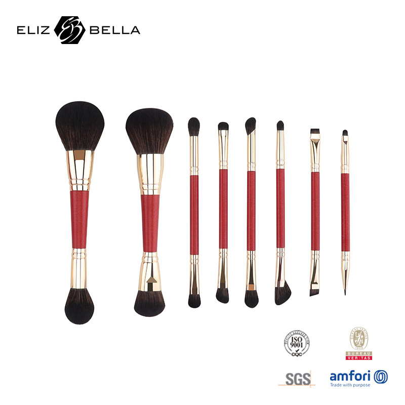 Private Logo Branding Option Makeup Brush Collection yang terbuat dari bahan aluminium ferrule