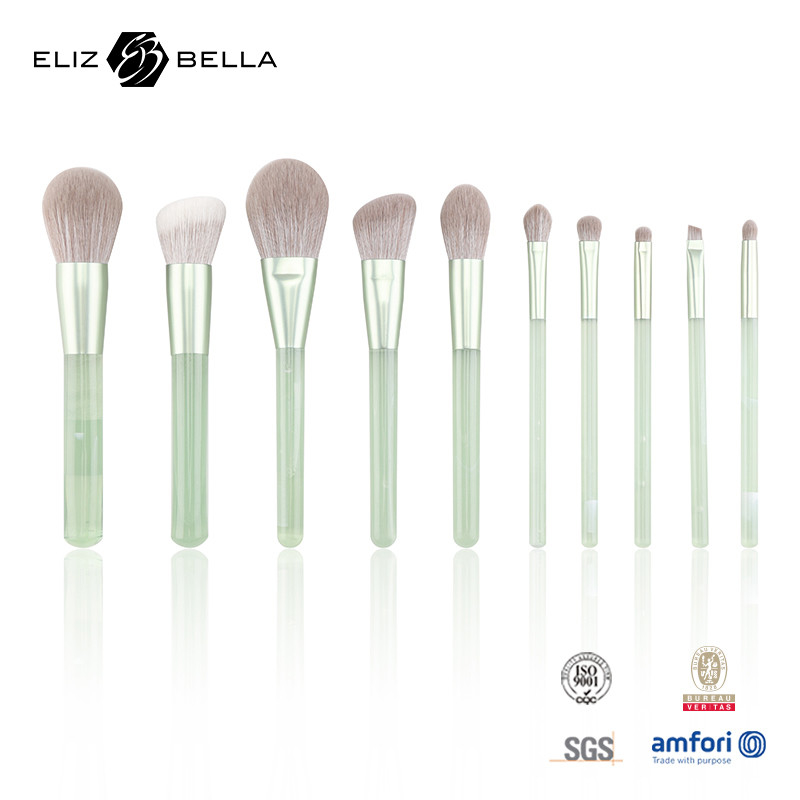 Set sikat kecantikan makeup harian untuk penggemar makeup,Set sikat kosmetik dengan pegangan plastik