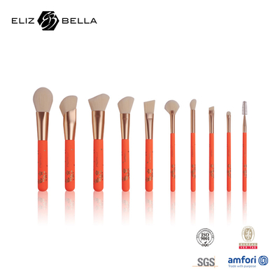 Kuas Rias Rambut Sintetis Dengan Rolling Printing Sentuhan Lembut Gagang Kayu, Kuas Make Up Aluminium Ferrule Rose Gold