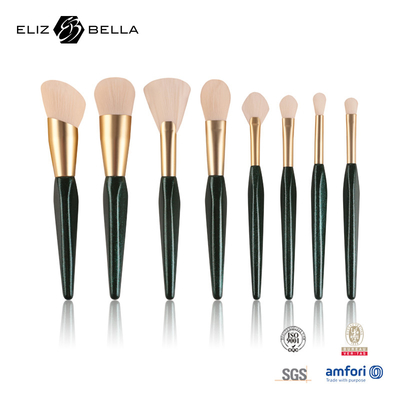 8 buah Gagang Kayu Kuas Makeup Mewah Rose Gold Ferrule Set Kuas Kosmetik