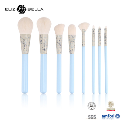 8pcs sikat make-up dengan rambut sintetis dan Rolling Printing Aluminium Ferrule OEM