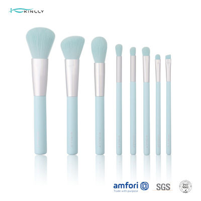 Gagang Kayu BSCI 8pcs Private Label Makeup Brush Set