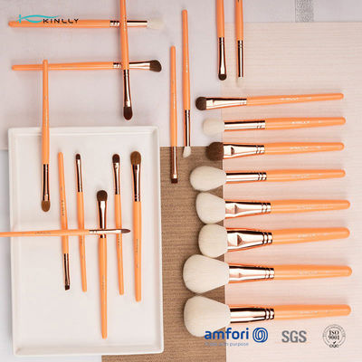 22pcs Kuas Rias Gagang Kayu Dengan Rambut Alami Dan Gagang Kayu Wooden