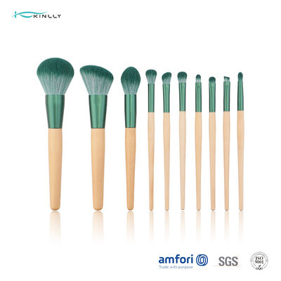 Alat Kosmetik 10 pcs Set Kuas Rias Sintetis Dengan Gagang Kayu